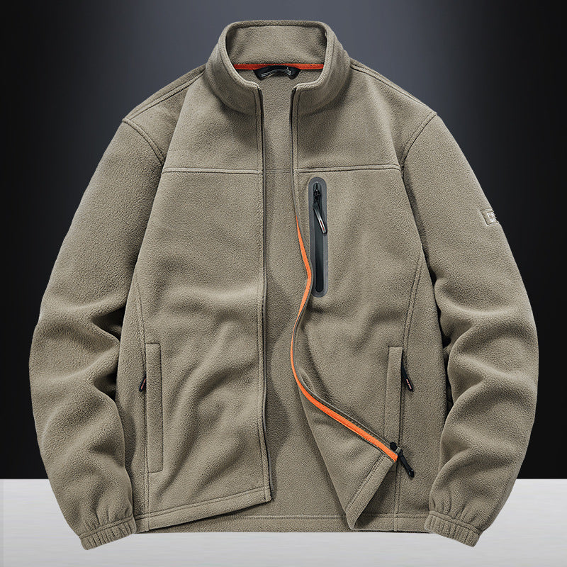 Men's fleece jacket with wind-resistant microfleece, welded chest zipper pocket, and elastic cuffs Mune Fashion