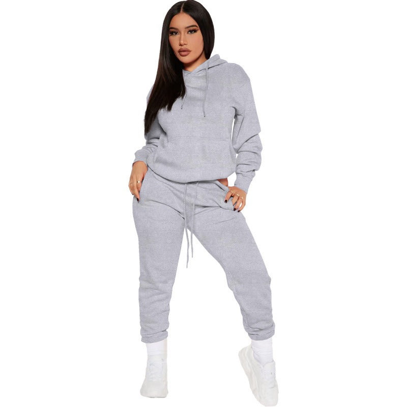 Women's two-piece lounge set with hoodie and high-waist jogging pants made of soft French Terry Mune Fashion