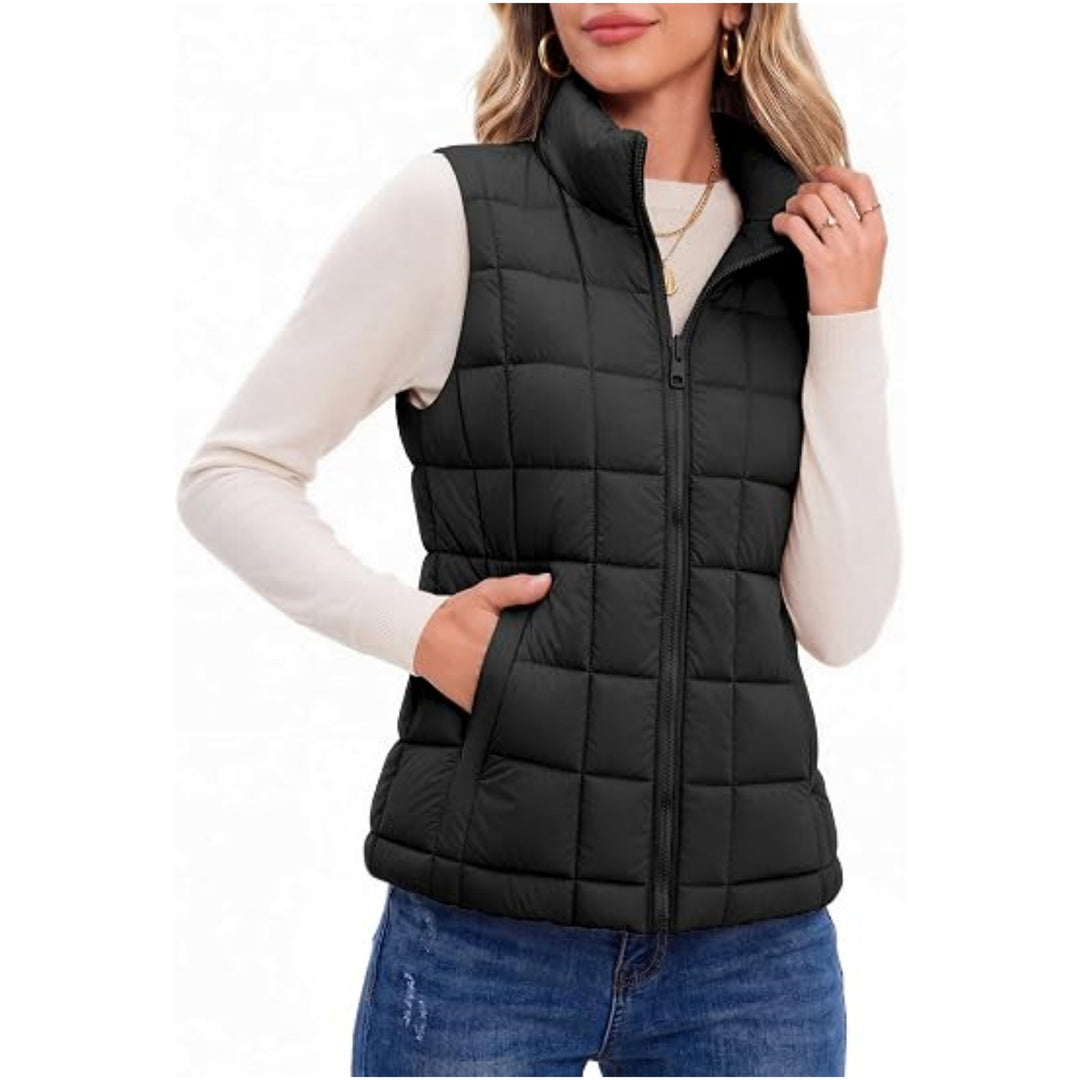 Women's quilted thermal vest with stand-up collar and zip Mune Fashion