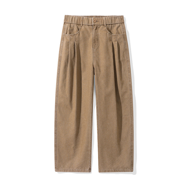 Damen Weite High‑Waist Stoffhose mit Bundfalten und elastischem Saum Mune Fashion