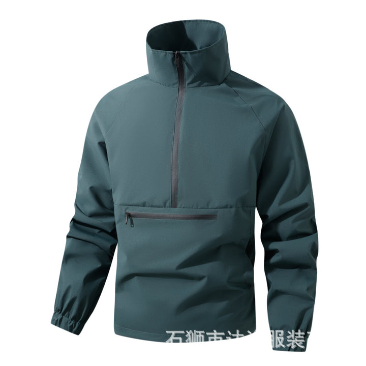 Men's Wind and Water Repellent Anorak Pullover Jacket with Half Zip and Kangaroo Pocket Mune Fashion
