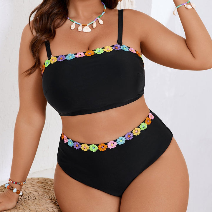 Women High-Waisted Bikini Set with Floral Accents Mune Fashion