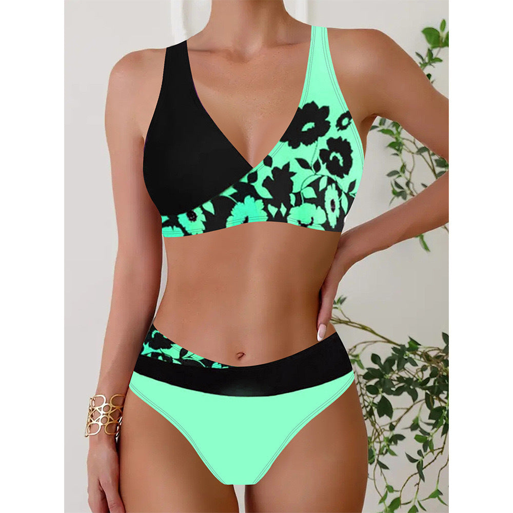 Women's bathing set with glossy floral pattern Mune Fashion