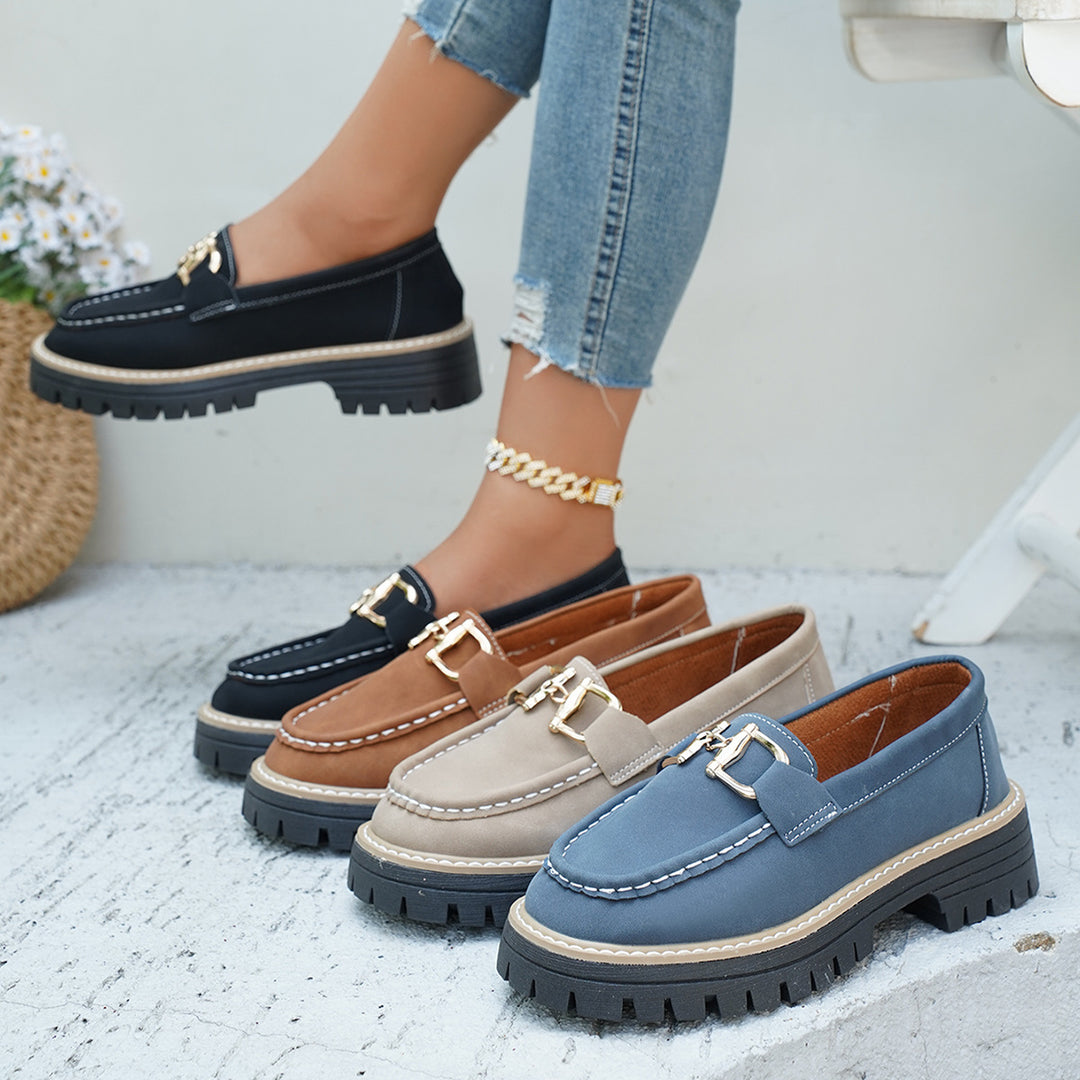 Women Chunky Loafer with profiled lug sole and decorative bit Mune Fashion