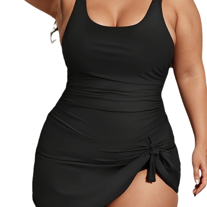 Women's One-Piece Swimsuit with Smooth Fabric and Asymmetrical Skirt Mune Fashion