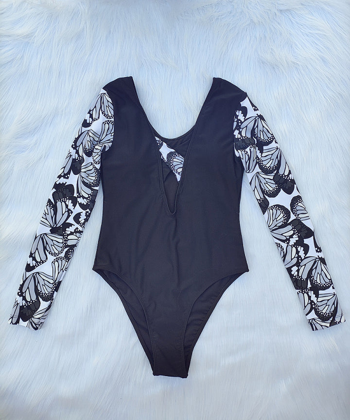 Women's Long Sleeve Swimsuit with Fashionable Butterfly Design Mune Fashion