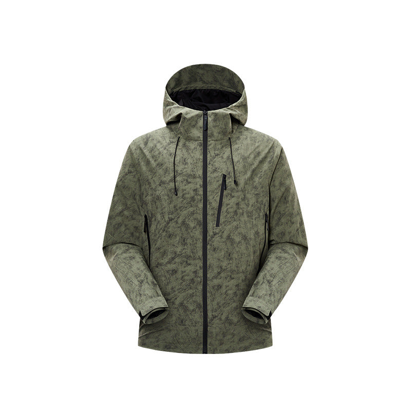 Men's Waterproof Breathable Outdoor Softshell Jacket with Taped Seams and Hood Drune