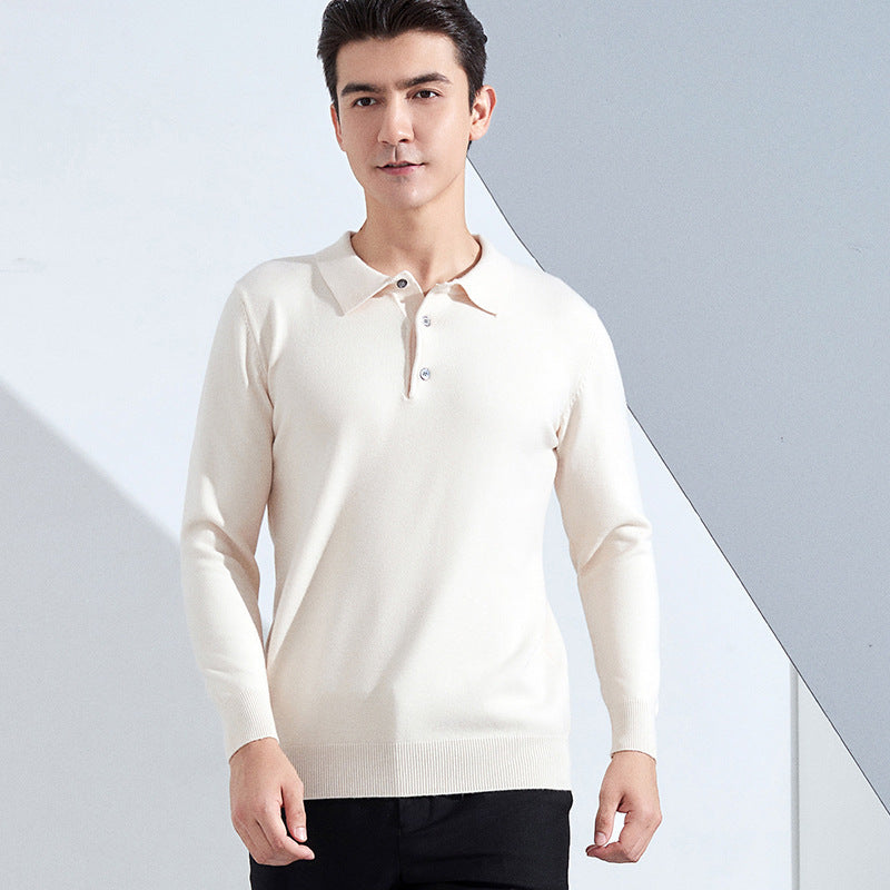 Men's fine long sleeve polo shirt made of fine knit with 3-button placket and slim fit Mune Fashion