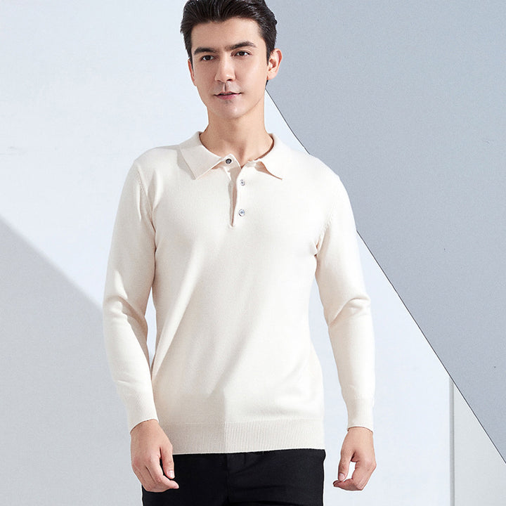 Men's fine long sleeve polo shirt made of fine knit with 3-button placket and slim fit Mune Fashion