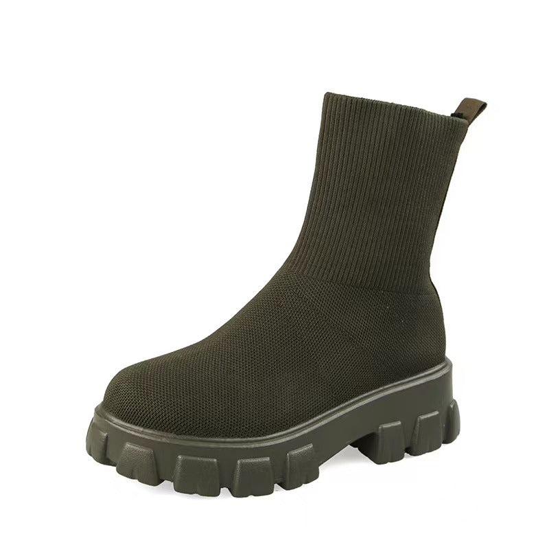 Women's knit ankle boots with sock-like shaft and distinctive profile sole Mune Fashion