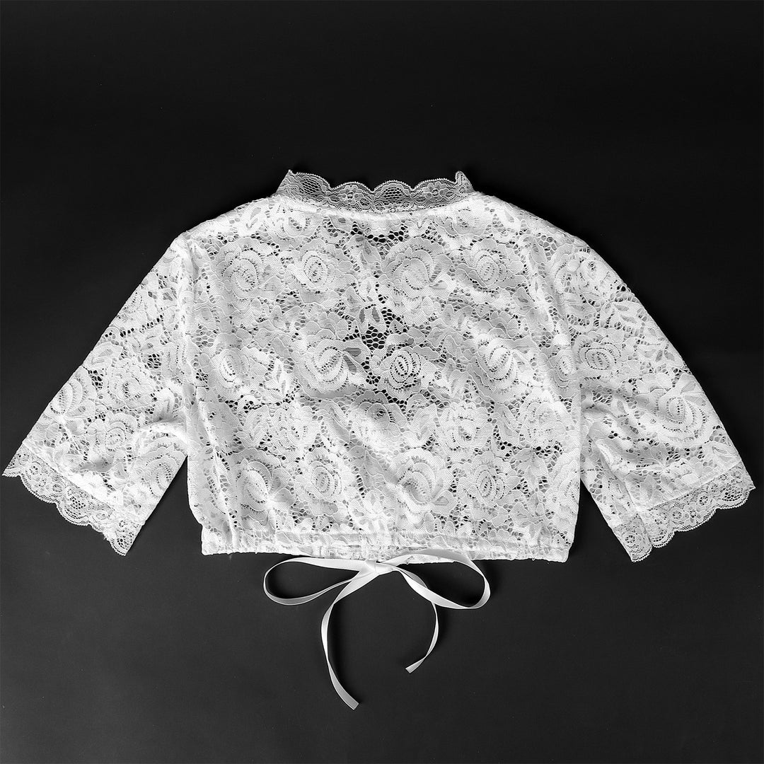 Women knit bolero short with stand-up collar and tie band Mune Fashion