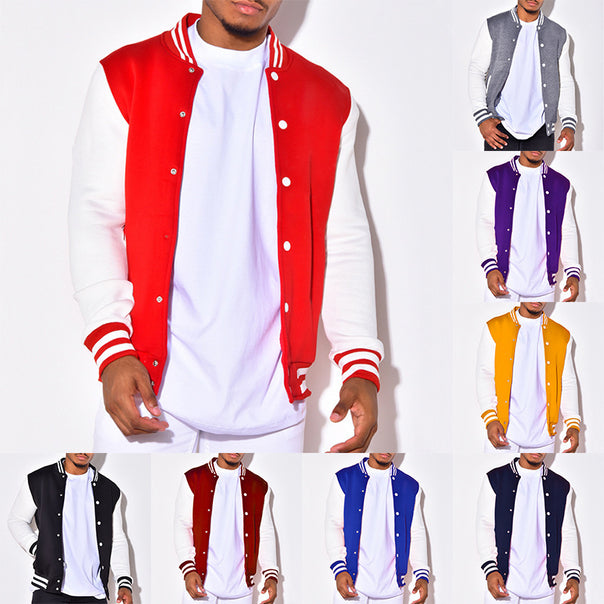 Men's Nano Retro Sports Bomber Jacket with Press Button Placket, Contrast Sleeves and Ribbed Cuffs Mune Fashion