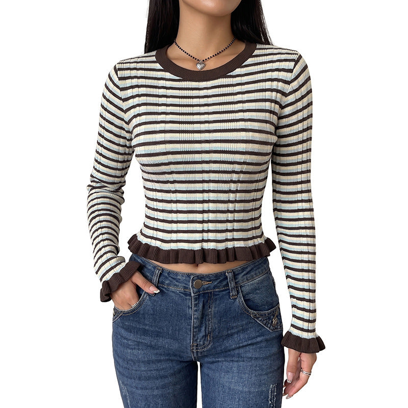 Women Playful Striped Crop Top Mune Fashion