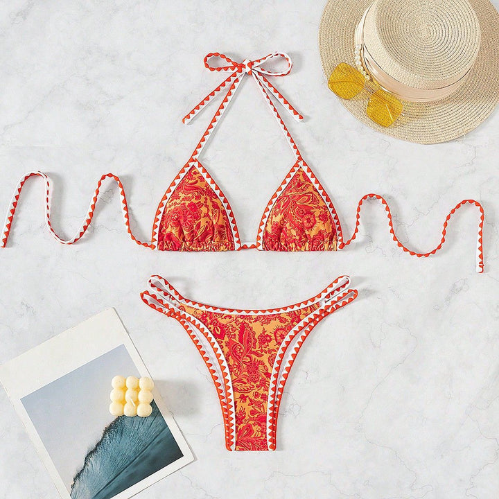 Women Triangle Bikini with Fine Decor Mune Fashion