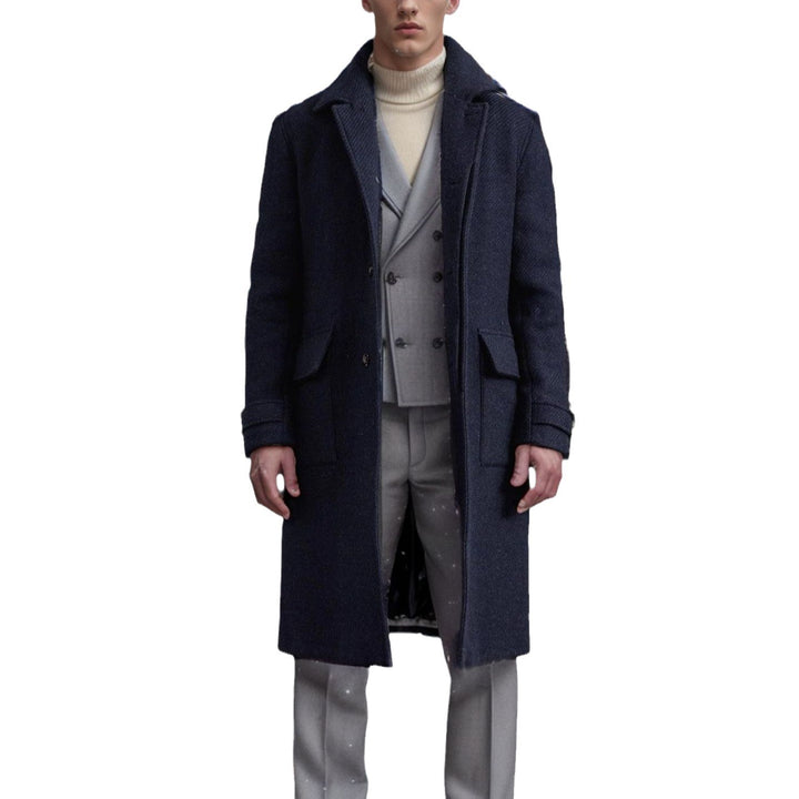 Men's fitted wool coat with patch pockets and lapel collar Mune Fashion