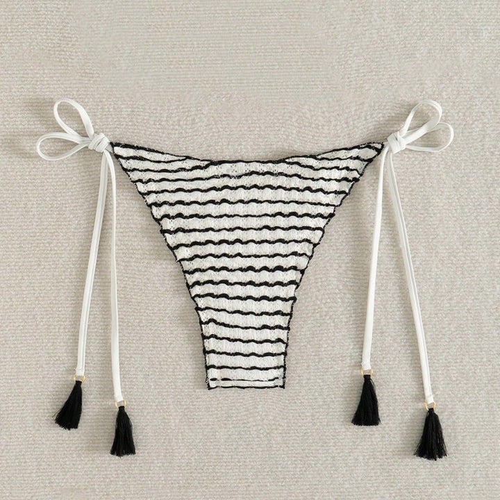 Women Triangle Bikini with playful stripe pattern Mune Fashion