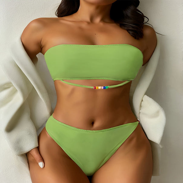 Women's bandeau bikini with colorful tie design Mune Fashion