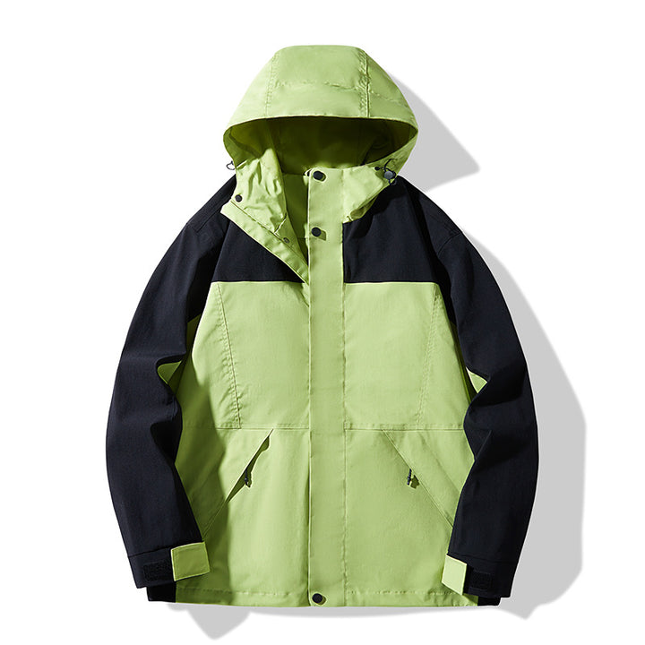 Men's Technical Colorblock Softshell Rain Jacket with Adjustable Hood Mune Fashion