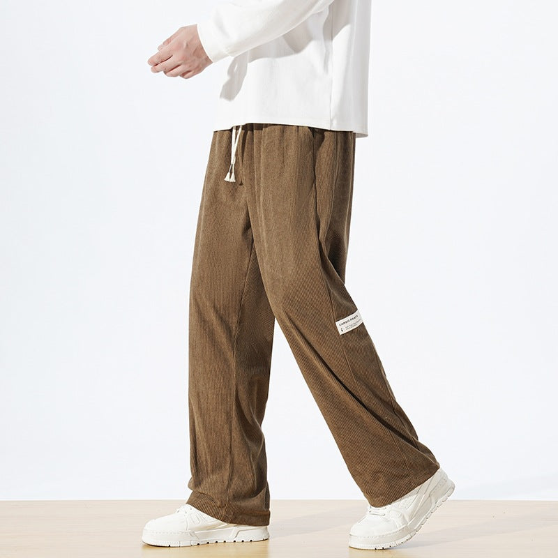 Men's Casual Corduroy Pants with Elastic Waist and Side Pockets Mune Fashion