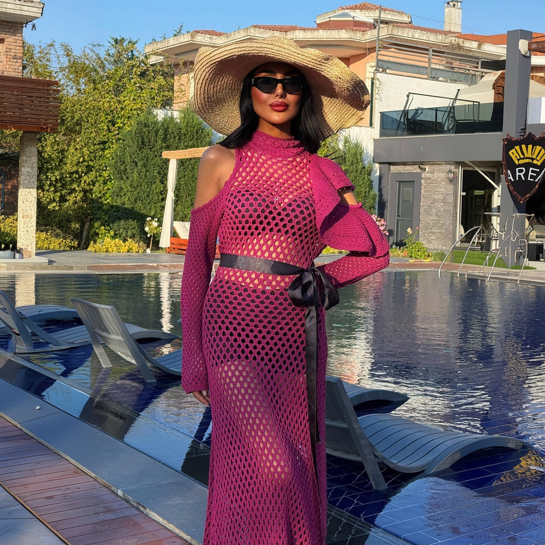Women's Off-Shoulder Mesh Dress with Elegant Ruffles Mune Fashion