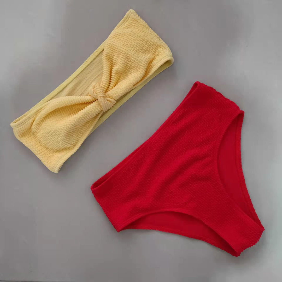 Women's bandeau bikini set with knot-free top and comfortable bottoms Mune Fashion