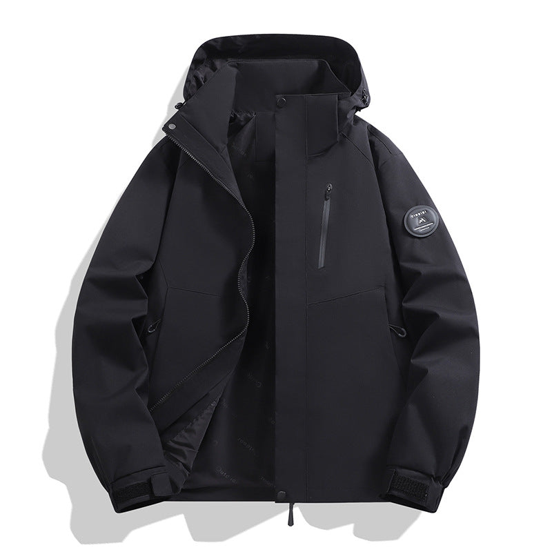 Men's softshell performance jacket with removable hood, concealed full-length zipper, and ergonomic cut Mune Fashion