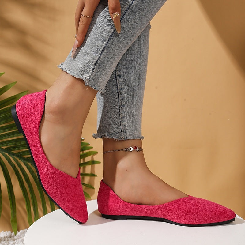 Women's pointed ballerina slippers in suede look with padded comfort insole Mune Fashion