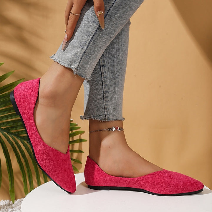 Women's pointed ballerina slippers in suede look with padded comfort insole Mune Fashion