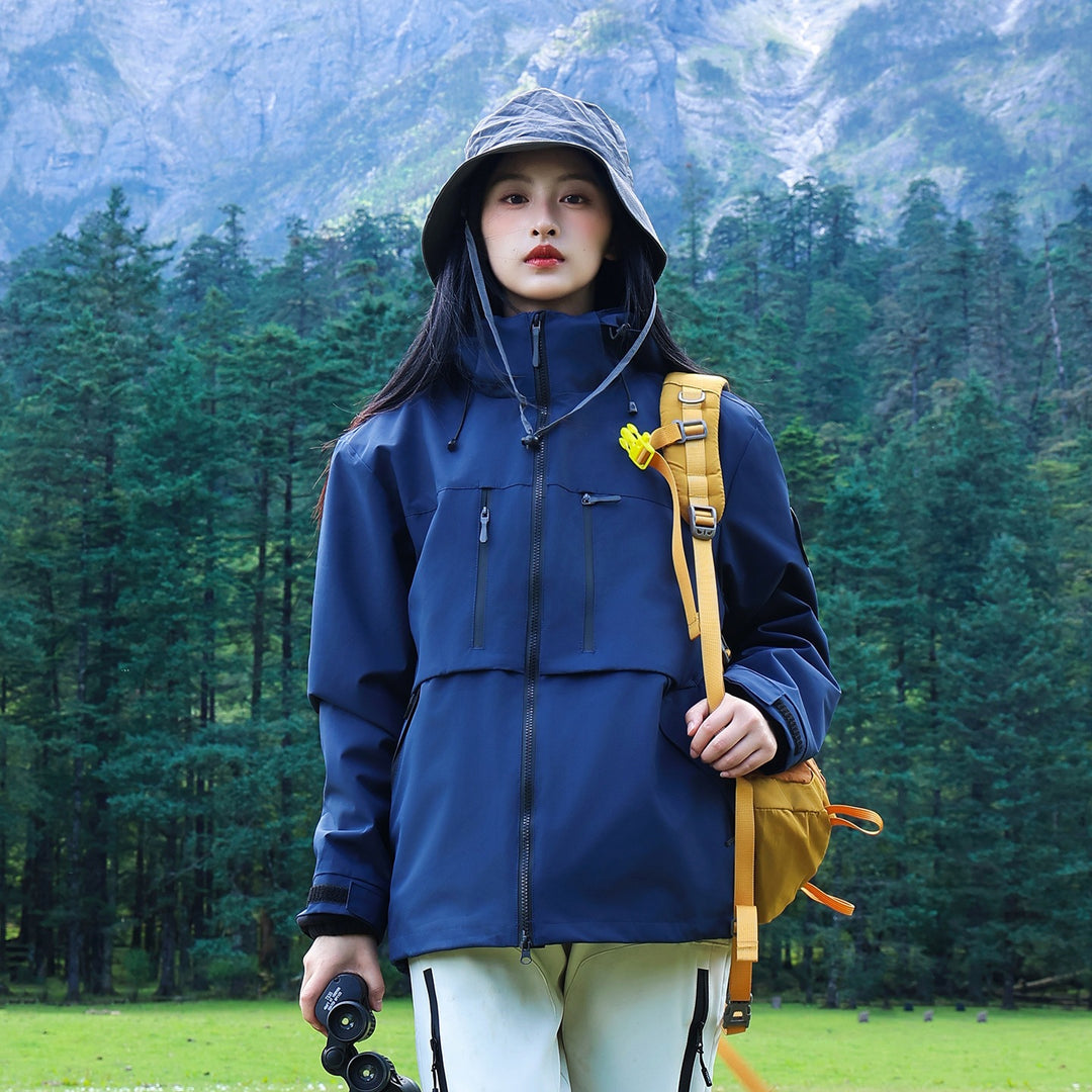Men's Waterproof Breathable Softshell Outdoor Jacket with Adjustable Hood Mune Fashion