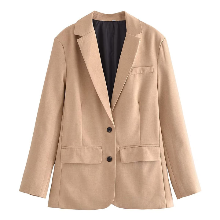 Women nan lighter unstructured long blazer with falling lapel and patch pockets Mune Fashion