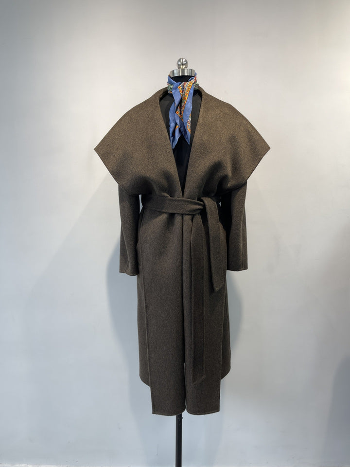 Women's Elegant Draped Long Coat Mune Fashion