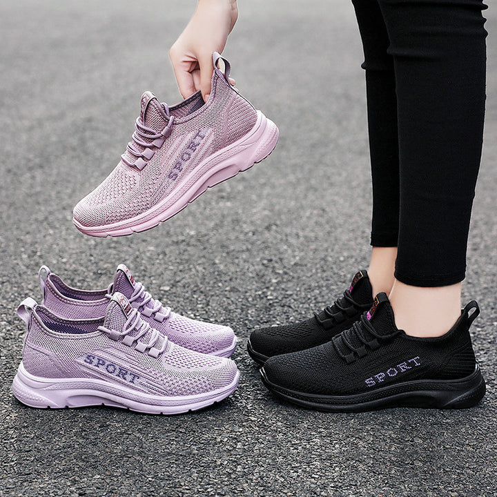 Ladies' breathable knit sport sneakers with elastic entry, padded insole, and flexible EVA cushioning Mune Fashion