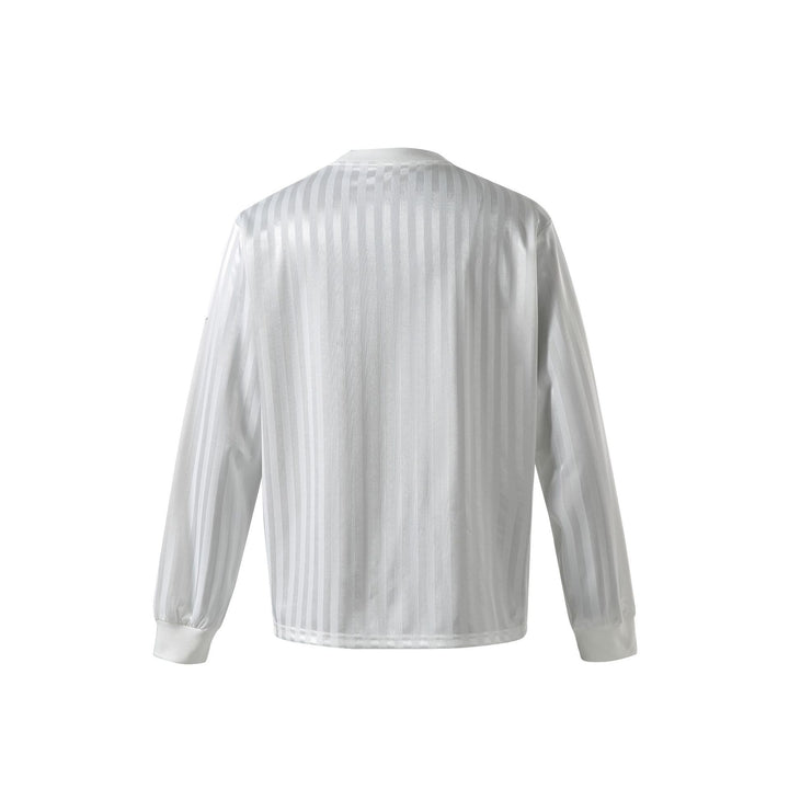 Unisex Long Sleeve Sports Jersey in Retro Football Style with Stand-up Collar and Striped Jacquard Structure Mune Fashion