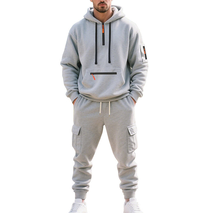Men's Urban Cargo Jogging Set with Utility Hoodie, Zipper Details and Cargo Joggers Mune Fashion