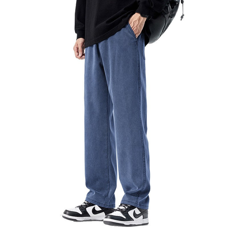 Men's Loose Fit Jeans with Vintage Wash and Straight Leg Mune Fashion