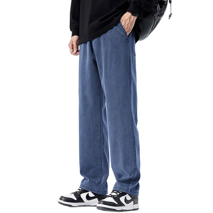 Men's Loose Fit Jeans with Vintage Wash and Straight Leg Mune Fashion