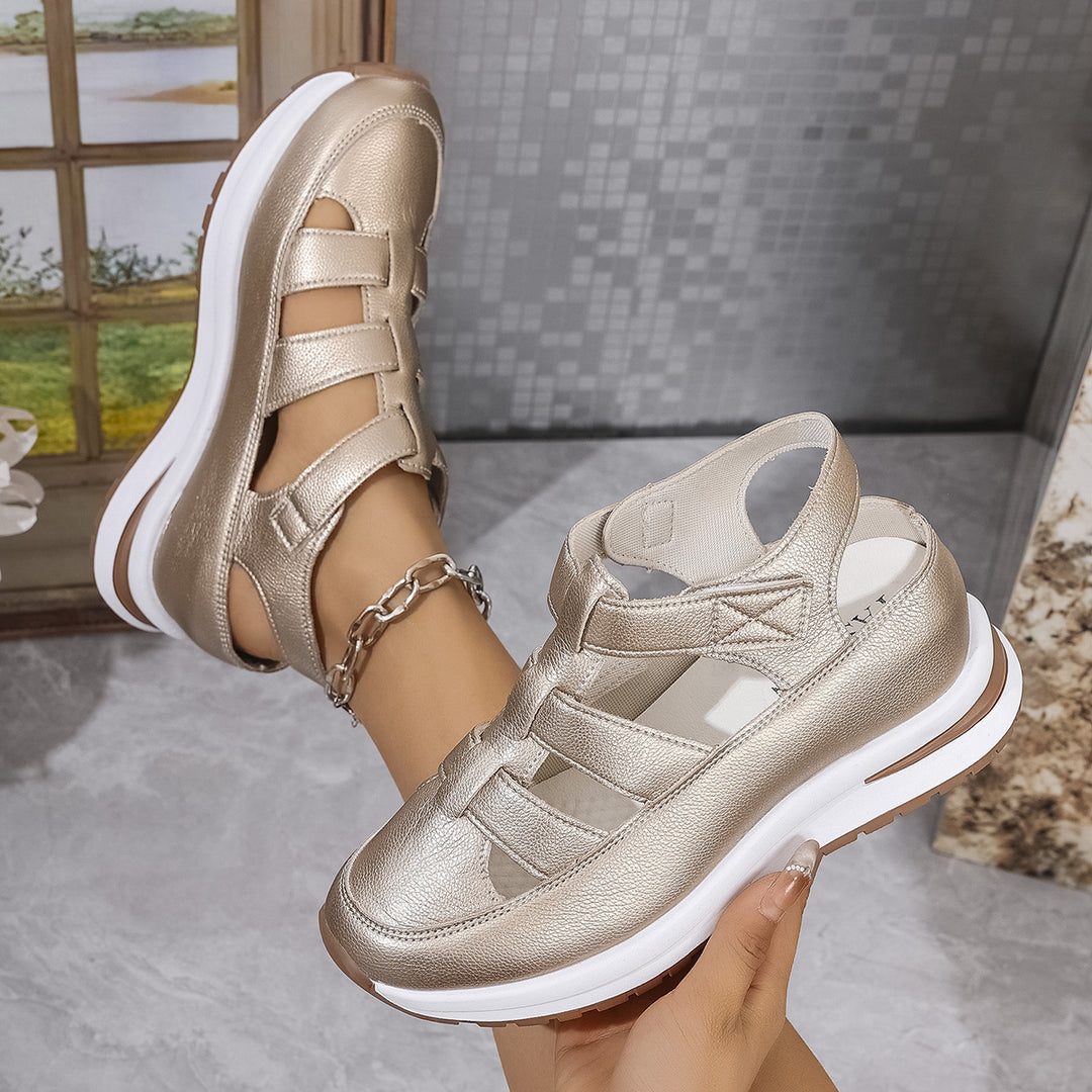 Women’s Platform Sneaker Sandal with Velcro and Closed Toe Mune Fashion