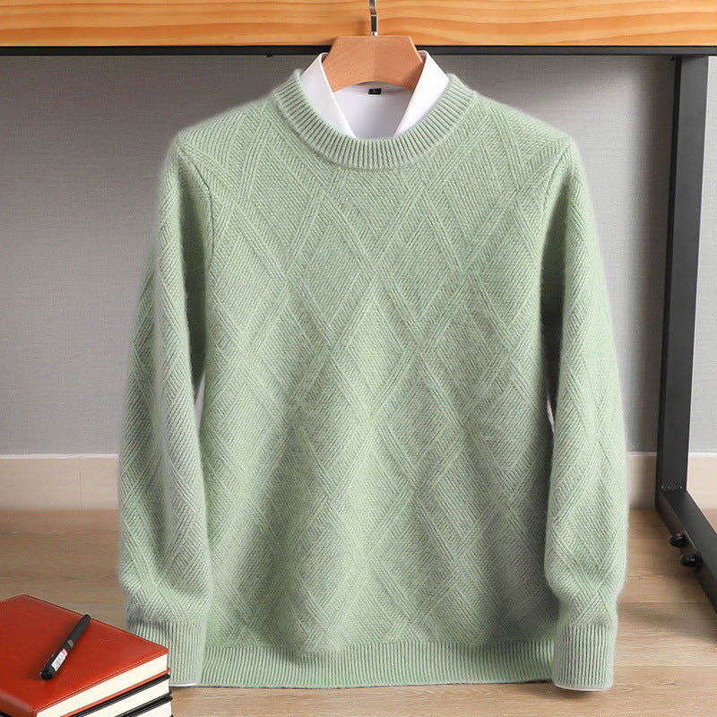 Men's fine diamond pattern crew neck sweater made of merino blend with a soft touch Mune Fashion