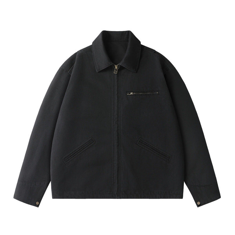 Men's short jacket in boxy cut made of canvas with shirt collar and welt pockets Mune Fashion