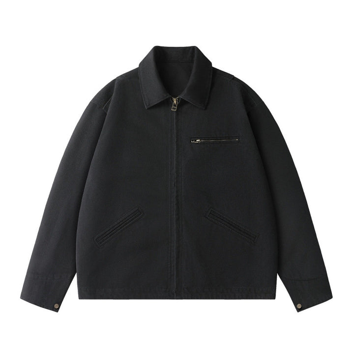 Men's short jacket in boxy cut made of canvas with shirt collar and welt pockets Mune Fashion