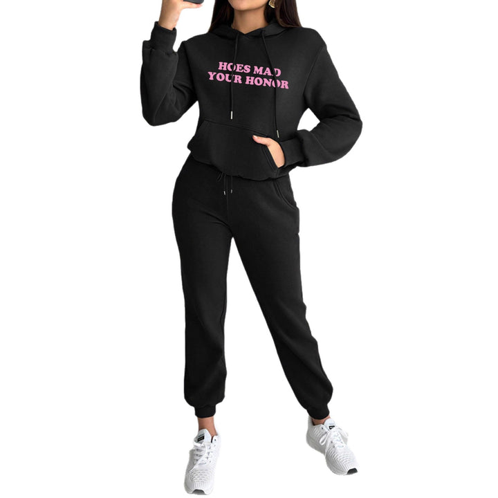 Women's Hooded Sweatshirt and Slim Jogging Pants Lounge Set with Kangaroo Pocket, Ribbed Cuffs and Fitted Cut Mune Fashion