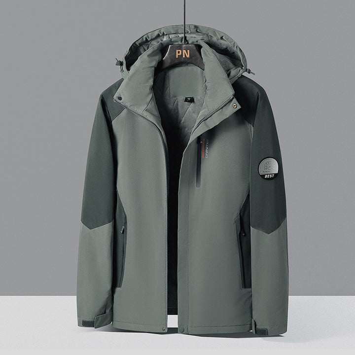 Men's two-toned softshell outdoor jacket with windproof membrane, adjustable hood and concealed chest pocket Mune Fashion