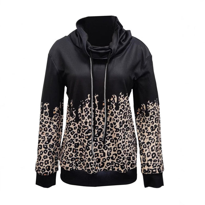 Women's Hooded Sweatshirt with Leopard Print and Drop Effect Mune Fashion