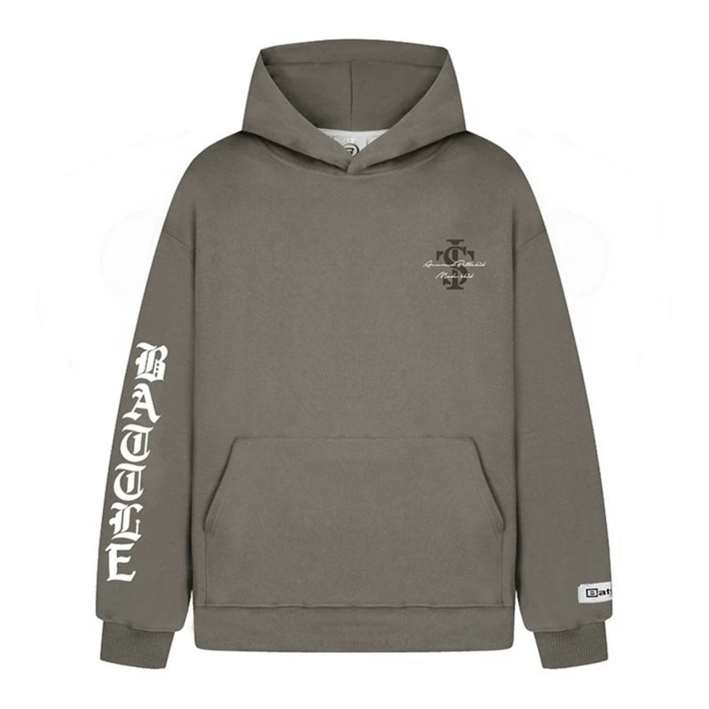 Unisex Oversize Hoodie with Gothic Sleeve Print and Kangaroo Pocket Mune Fashion