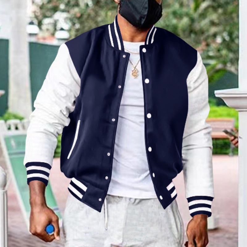 Men's classic college jacket in baseball style with contrasting sleeves and ribbed cuffs Mune Fashion