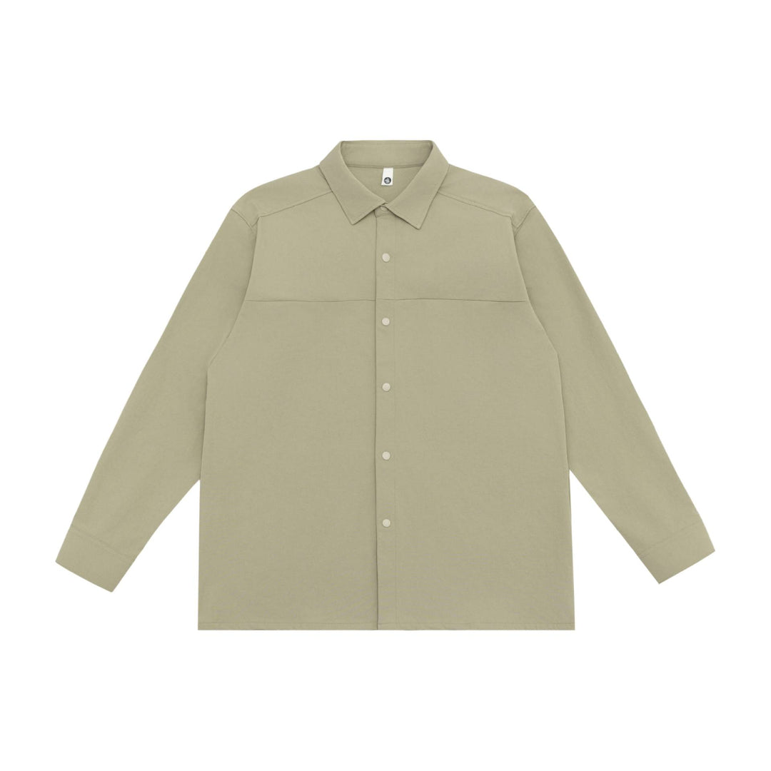 Unisex Longline Shirt Jacket in Boxy Cut made of heavy sweat quality with concealed snap button placket Mune Fashion