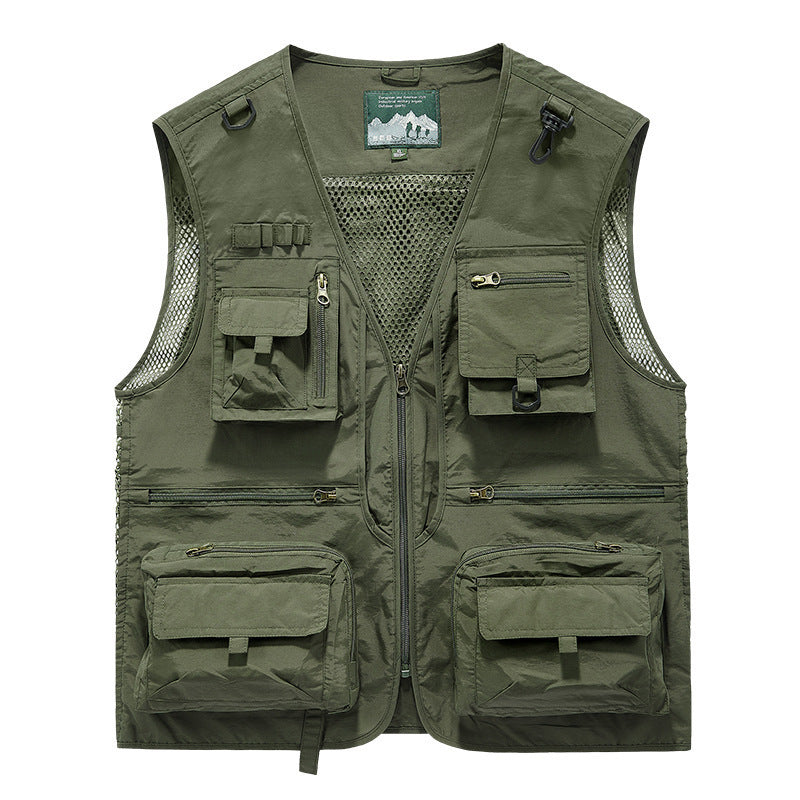 Men's multi-pocket fishing utility vest with mesh back and zipper Mune Fashion