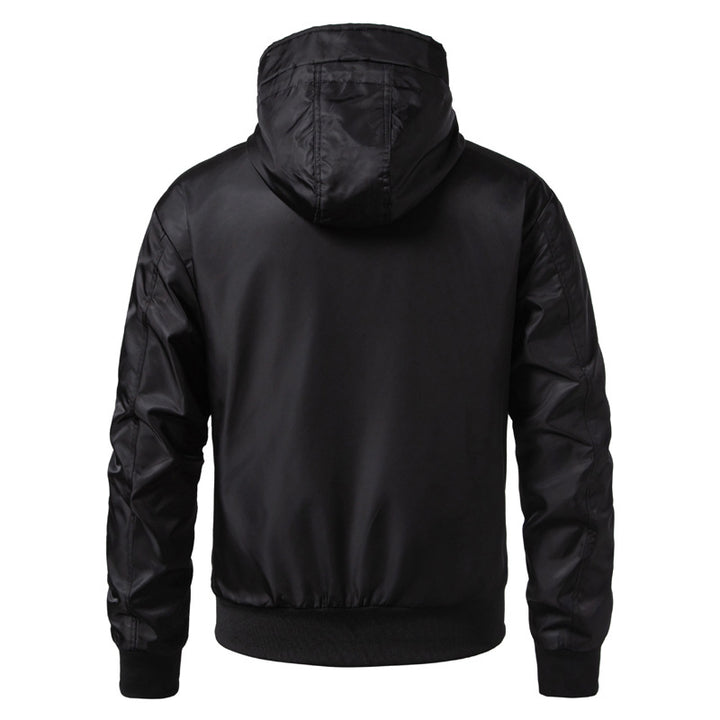 Men's hooded bomber jacket in an urban retro look with contrast stripes, wind-resistant exterior, and ribbed cuffs Mune Fashion
