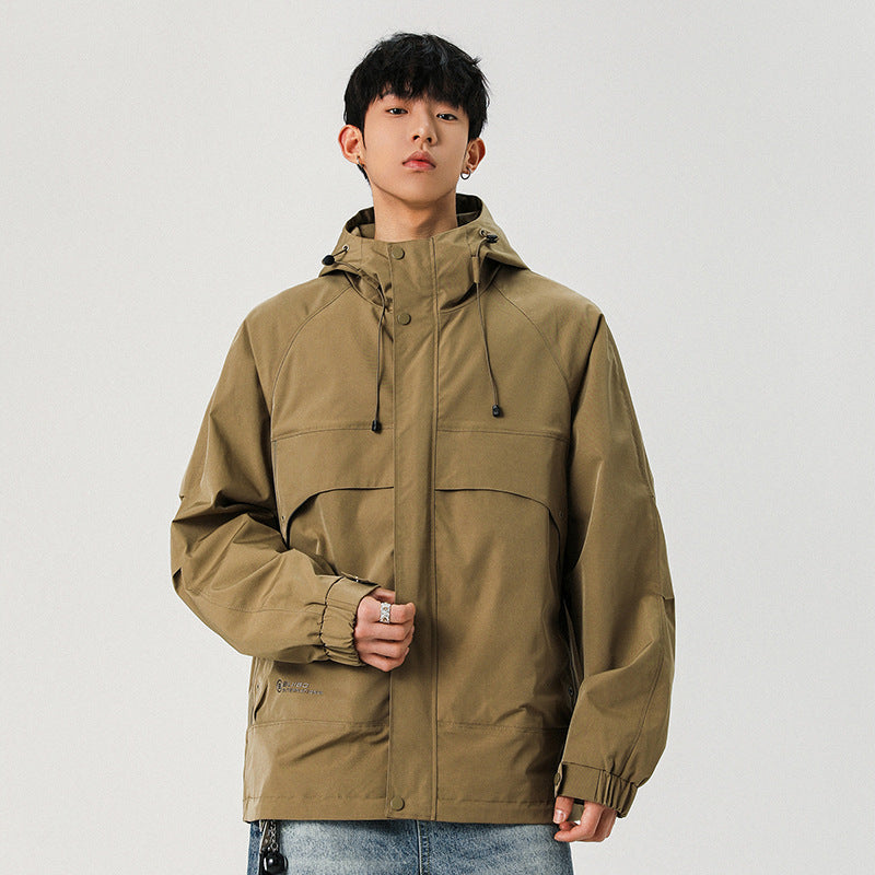 Men's technical hooded softshell jacket with high collar and adjustable hem Mune Fashion