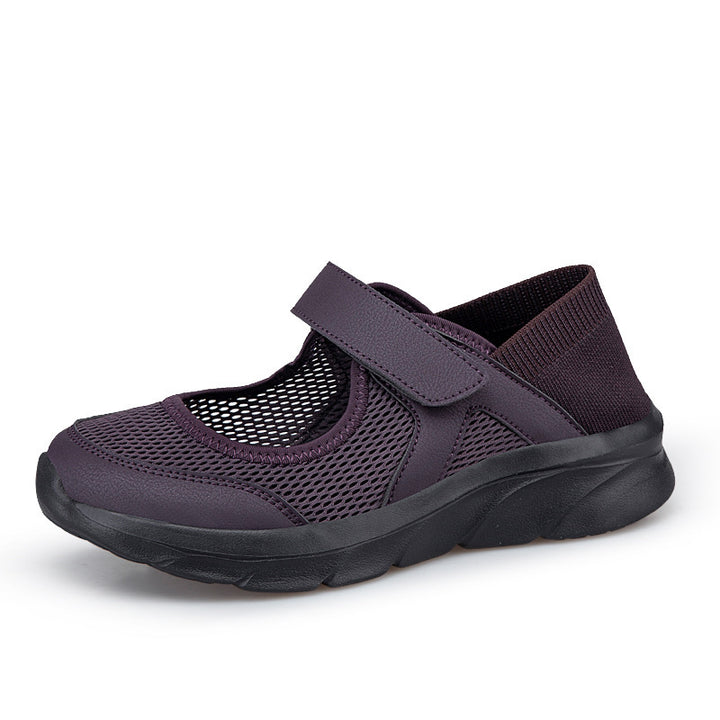 Women's Nan Comfort Strap Sneakers with Velcro Seamless Knit Shaft and Cushioning Lightweight Sole Mune Fashion